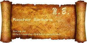 Mascher Barbara névjegykártya